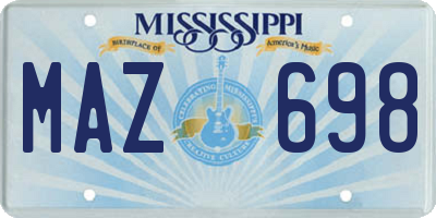 MS license plate MAZ698