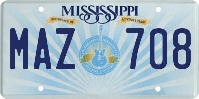 MS license plate MAZ708