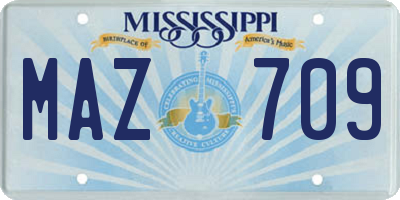 MS license plate MAZ709
