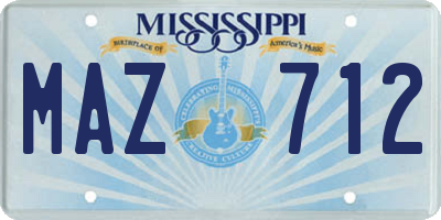 MS license plate MAZ712