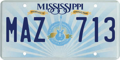 MS license plate MAZ713