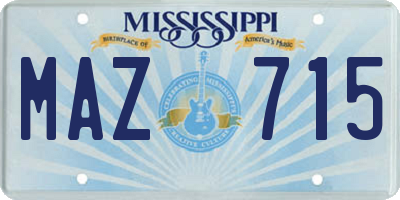MS license plate MAZ715