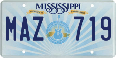 MS license plate MAZ719
