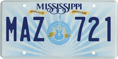 MS license plate MAZ721