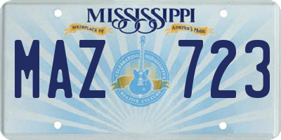 MS license plate MAZ723