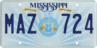 MS license plate MAZ724