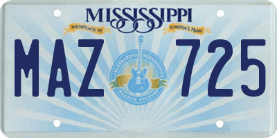 MS license plate MAZ725