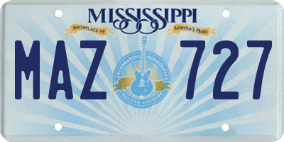 MS license plate MAZ727
