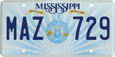 MS license plate MAZ729
