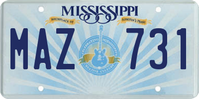 MS license plate MAZ731