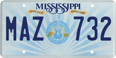 MS license plate MAZ732