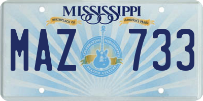 MS license plate MAZ733