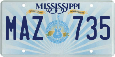 MS license plate MAZ735