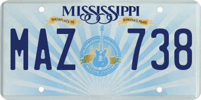 MS license plate MAZ738