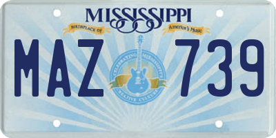 MS license plate MAZ739