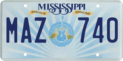 MS license plate MAZ740