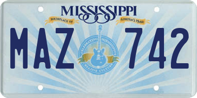 MS license plate MAZ742