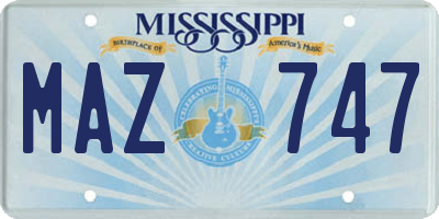 MS license plate MAZ747