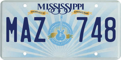 MS license plate MAZ748