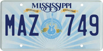 MS license plate MAZ749