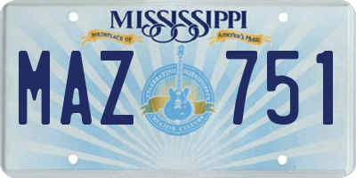 MS license plate MAZ751