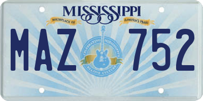 MS license plate MAZ752