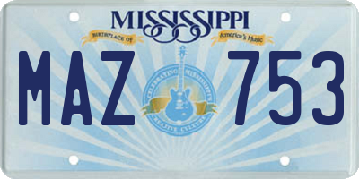 MS license plate MAZ753