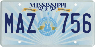MS license plate MAZ756
