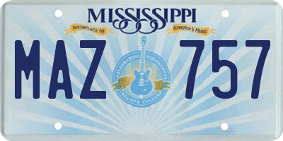 MS license plate MAZ757