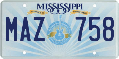 MS license plate MAZ758
