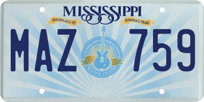 MS license plate MAZ759