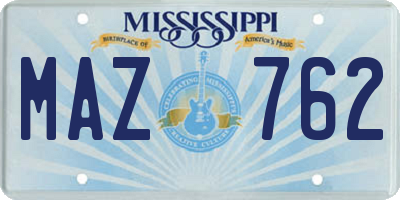 MS license plate MAZ762