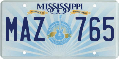 MS license plate MAZ765