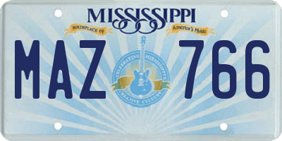 MS license plate MAZ766