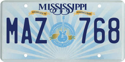 MS license plate MAZ768