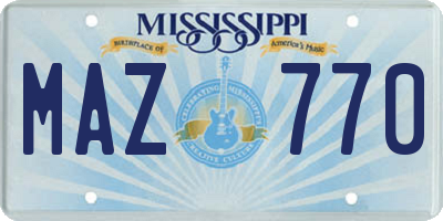 MS license plate MAZ770