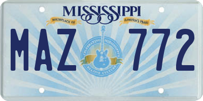 MS license plate MAZ772