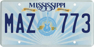 MS license plate MAZ773