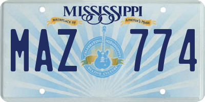 MS license plate MAZ774