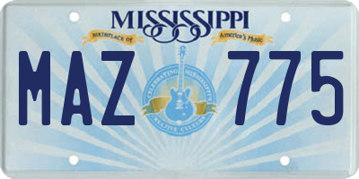 MS license plate MAZ775
