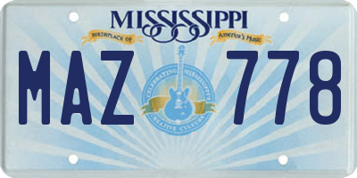 MS license plate MAZ778
