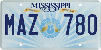MS license plate MAZ780