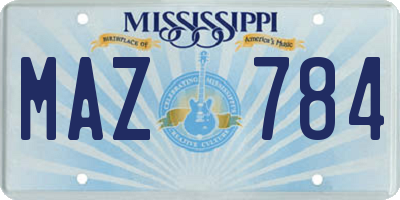 MS license plate MAZ784