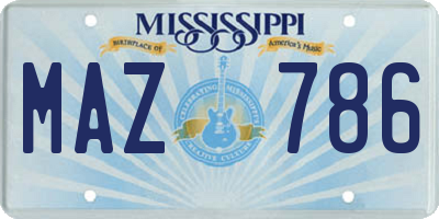 MS license plate MAZ786