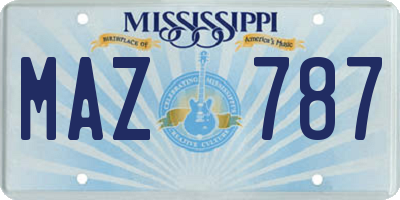MS license plate MAZ787