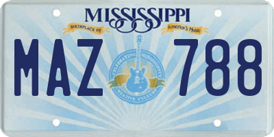 MS license plate MAZ788