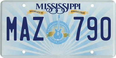 MS license plate MAZ790