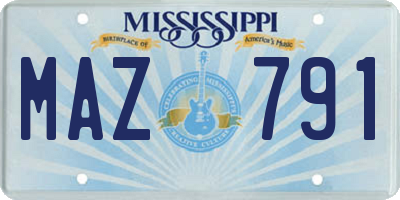 MS license plate MAZ791