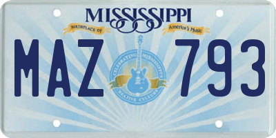 MS license plate MAZ793