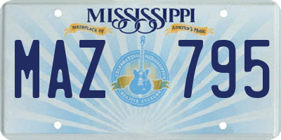MS license plate MAZ795
